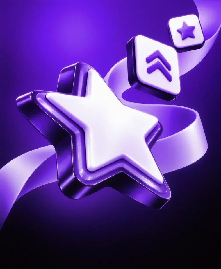 Purple star emblem with rank chevrons